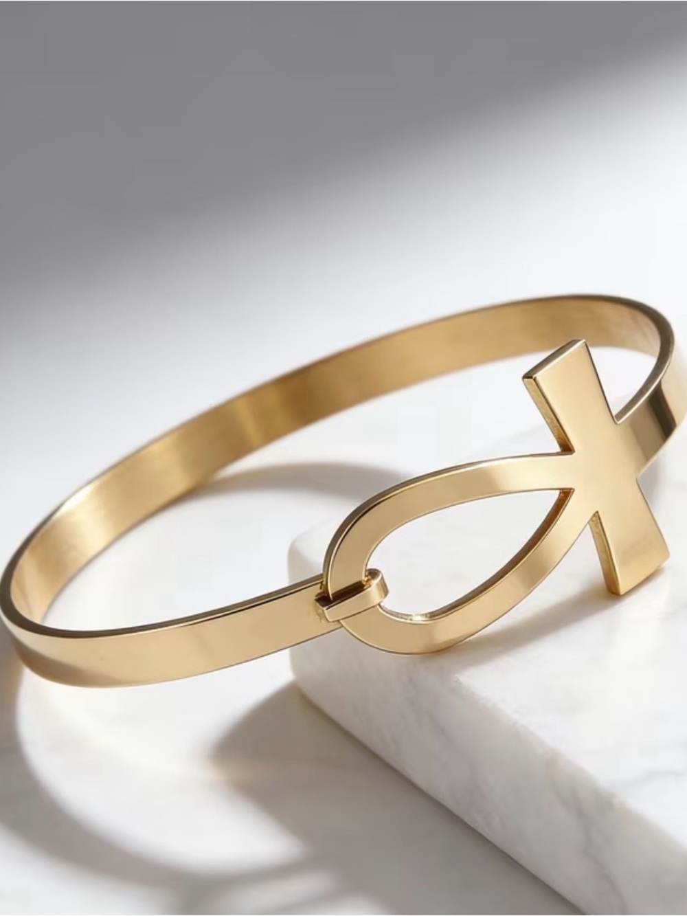 Gold Ankh Bangle Bracelet